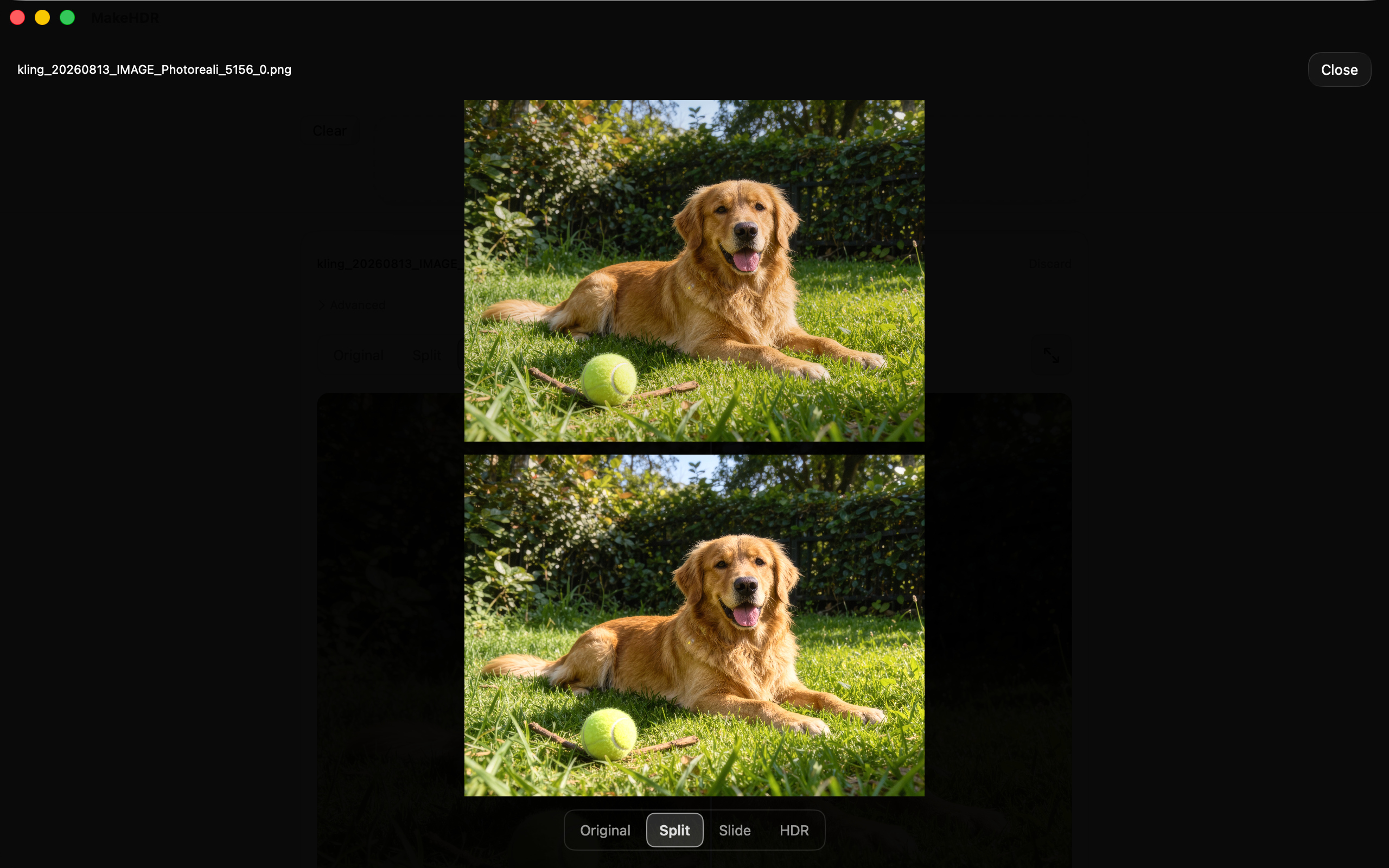MakeHDR on Mac — Split view